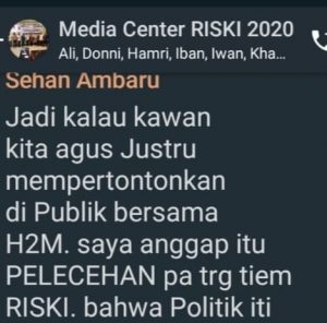 Terungkap percakapan di Group media center Paslon RISKI yang didalamnya ada keterlibatan salah satu ASN dari Kota Kotamobagu.