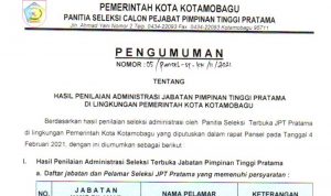 17 Nama Ini Berhak Mengikuti Seleksi JPT Pratama Kotamobagu