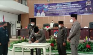 DRPD dan Pemkab Boltim Gelar Paripurna Penandatanganan Nota Kesepakatan RPJMD Tahun 2021-2026