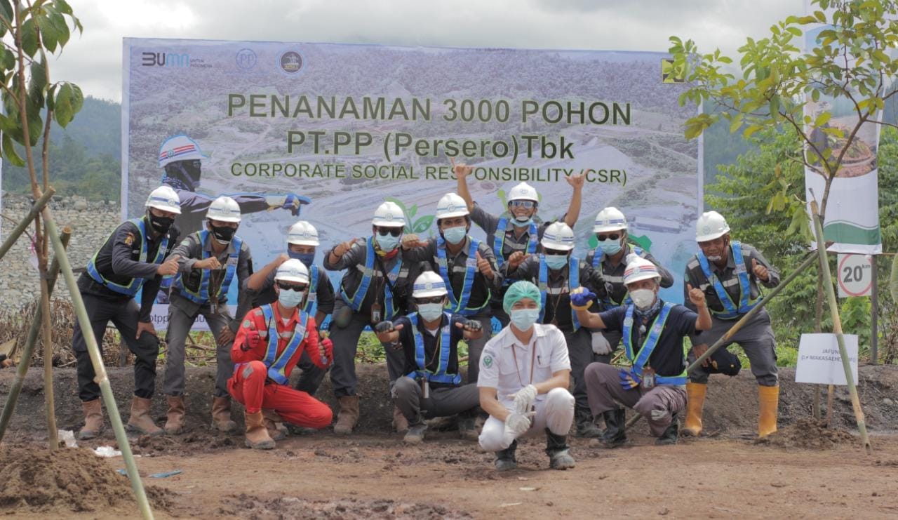 Dukung Program Penghijauan PUPR, PT. PP (Persero) Tbk, Tanam 3000 Pohon