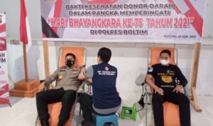 HUT Bayangkara ke-75, Polres Boltim Gelar Bakti Kesehatan Donor Darah