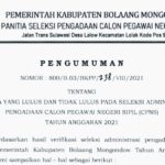 BKPP Bolmong Umumkan Hasil Seleksi Administrasi CPNS Tahun 2021