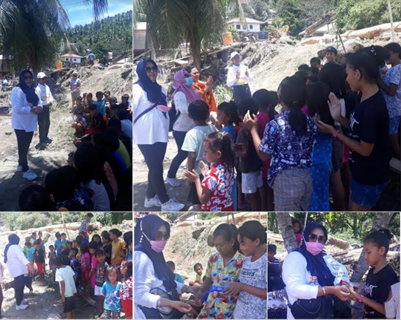 Antisipasi Trauma, DP3A Bolmong Lakukan Trauma Healing Bagi Anak-Anak Korban Banjir di Desa Batu Merah