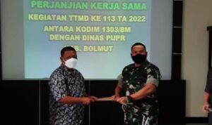 DPU Bolmut dan Kodim 1303 Bolmong Teken Kerja Sama TMMD