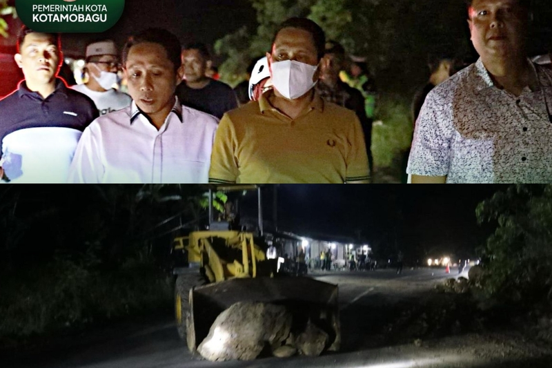 Wali Kota Kotamobagu Tinjau Longsor di Mongkonai Barat.