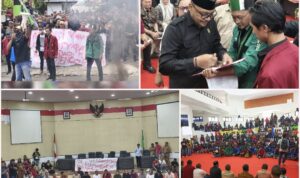 Pintu DPRD Kotamobagu Terbuka Saat Menerima Massa Aksi Demontrasi Senin 1 September.