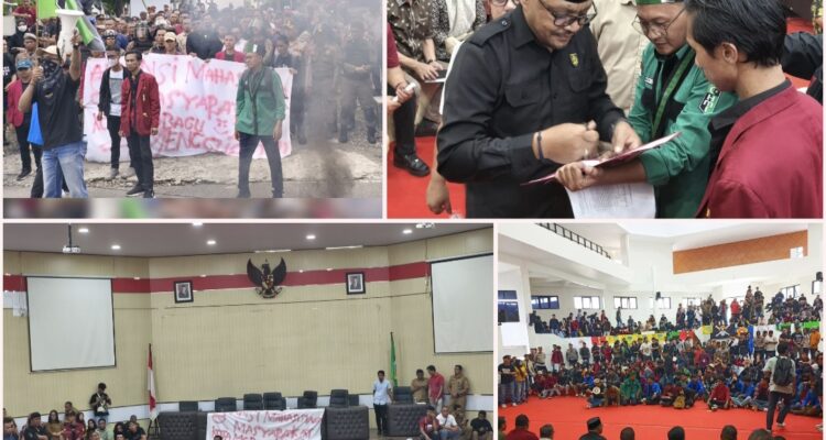 Pintu DPRD Kotamobagu Terbuka Lebat saat Menerima Massa Aksi Demontrasi Senin 1 September.