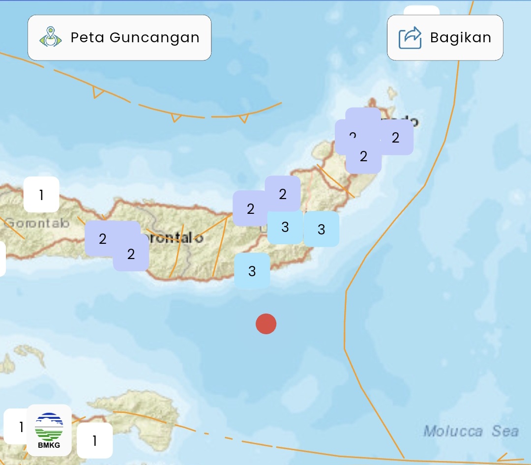 Bolsel Diguncang Gempa 6.2 Magnitudo. (FOTO: BMKG)